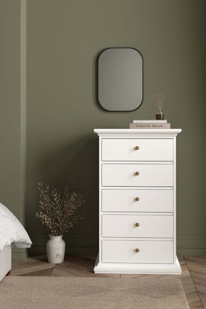 Paris 5 Drawer Chest - White - Image 3