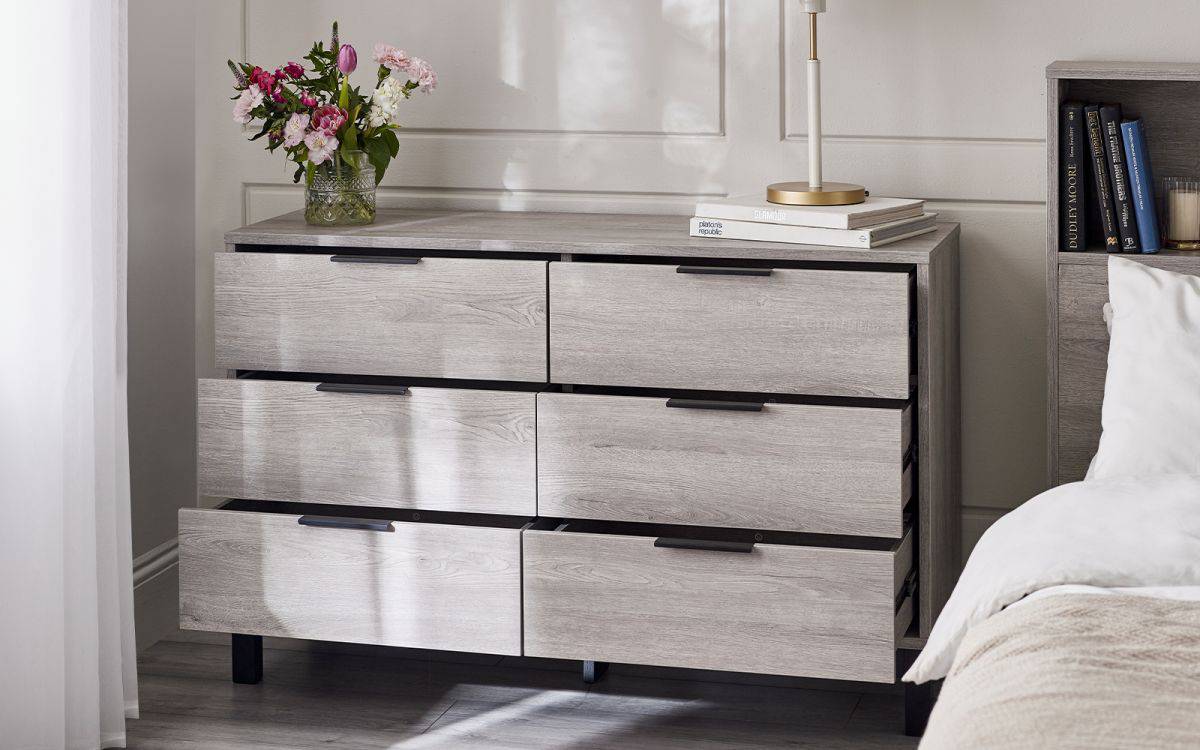 Batu 6 Drawer Chest - Grey Oak - Image 2