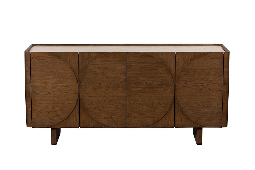 Baker Furniture Ida Wide Sideboard - Faux Travertine & Oak - Image 2