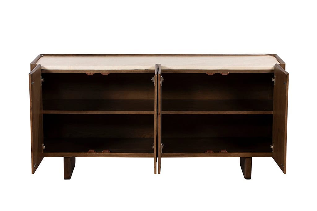 Baker Furniture Ida Wide Sideboard - Faux Travertine & Oak - Image 3