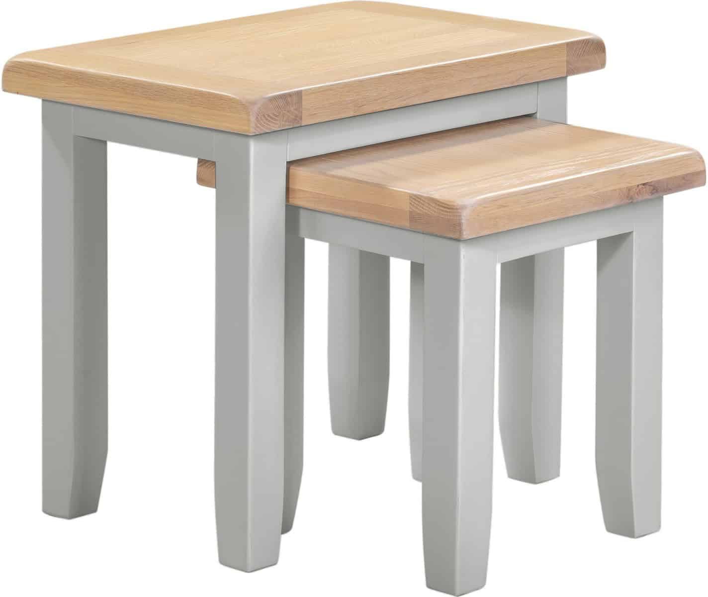 Windsor Nest of 2 Tables - Pebble Grey & Oak - Image 2