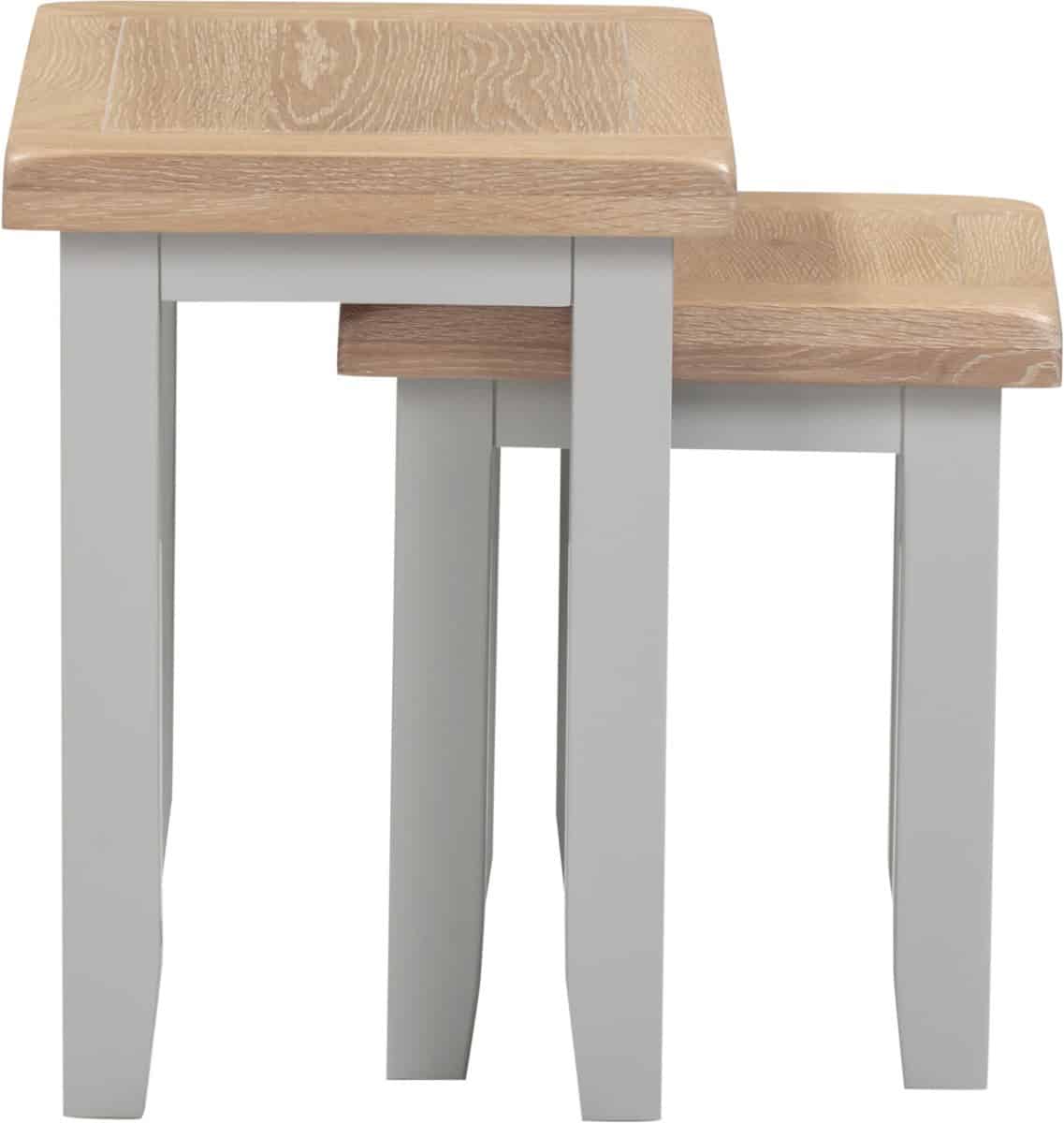 Windsor Nest of 2 Tables - Pebble Grey & Oak - Image 3
