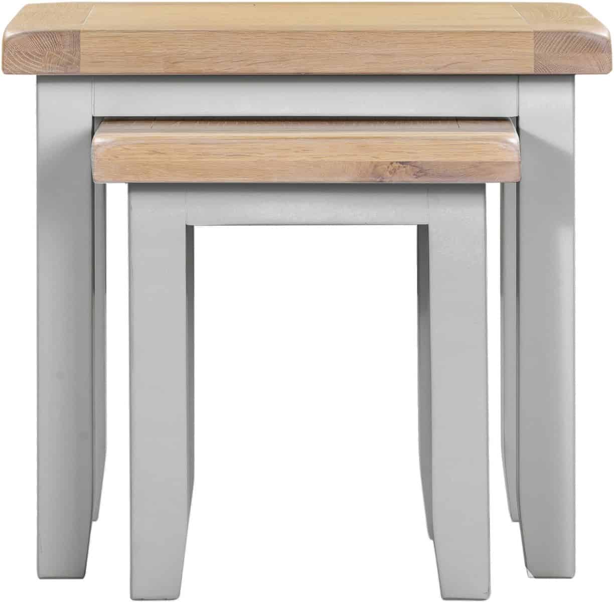 Windsor Nest of 2 Tables - Pebble Grey & Oak - Image 5