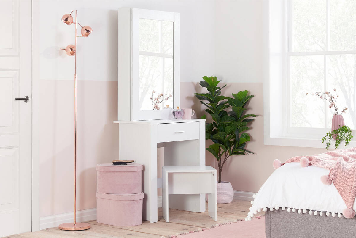 Evelyn 1 Drawer Sliding Mirror Dressing Table - White - Image 2