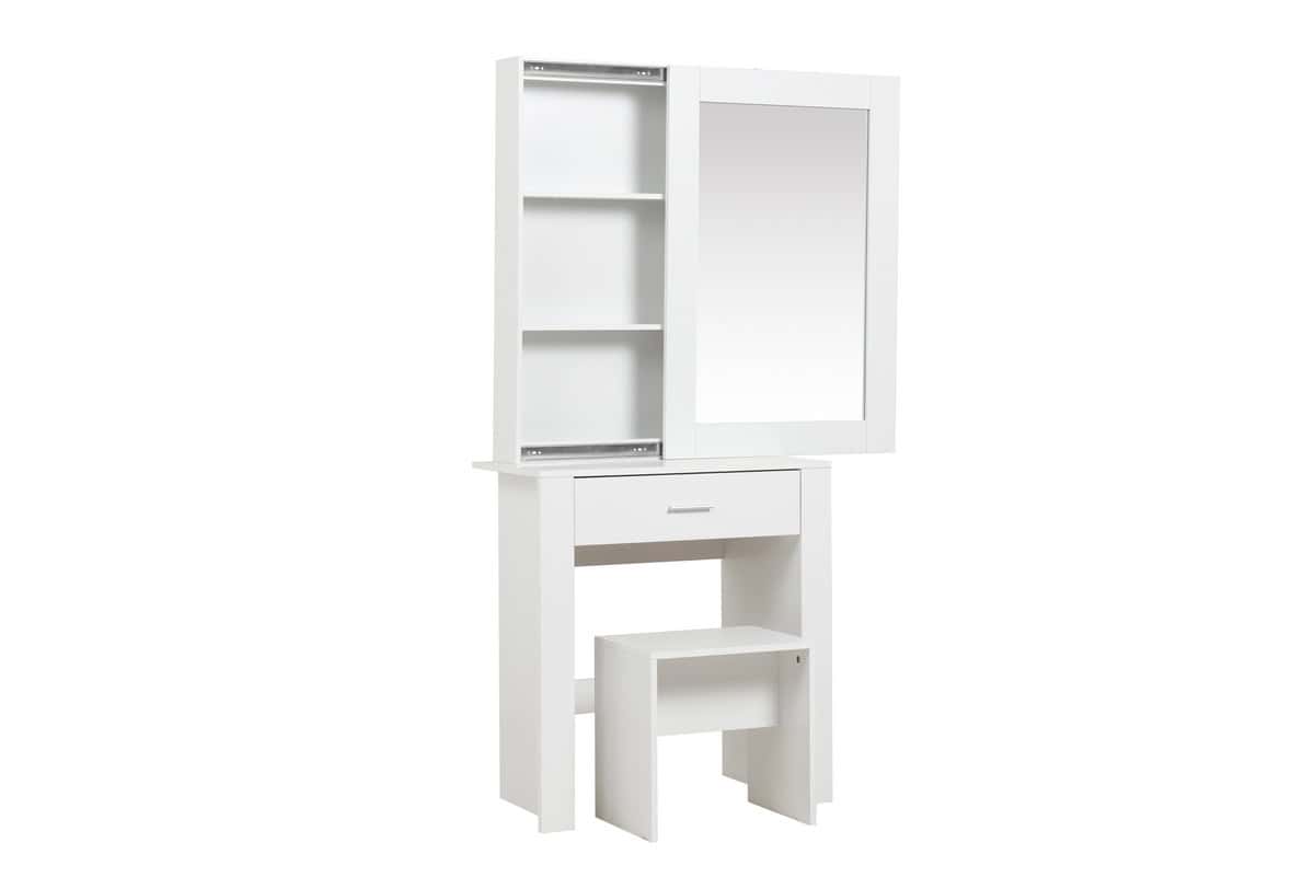 Evelyn 1 Drawer Sliding Mirror Dressing Table - White - Image 5