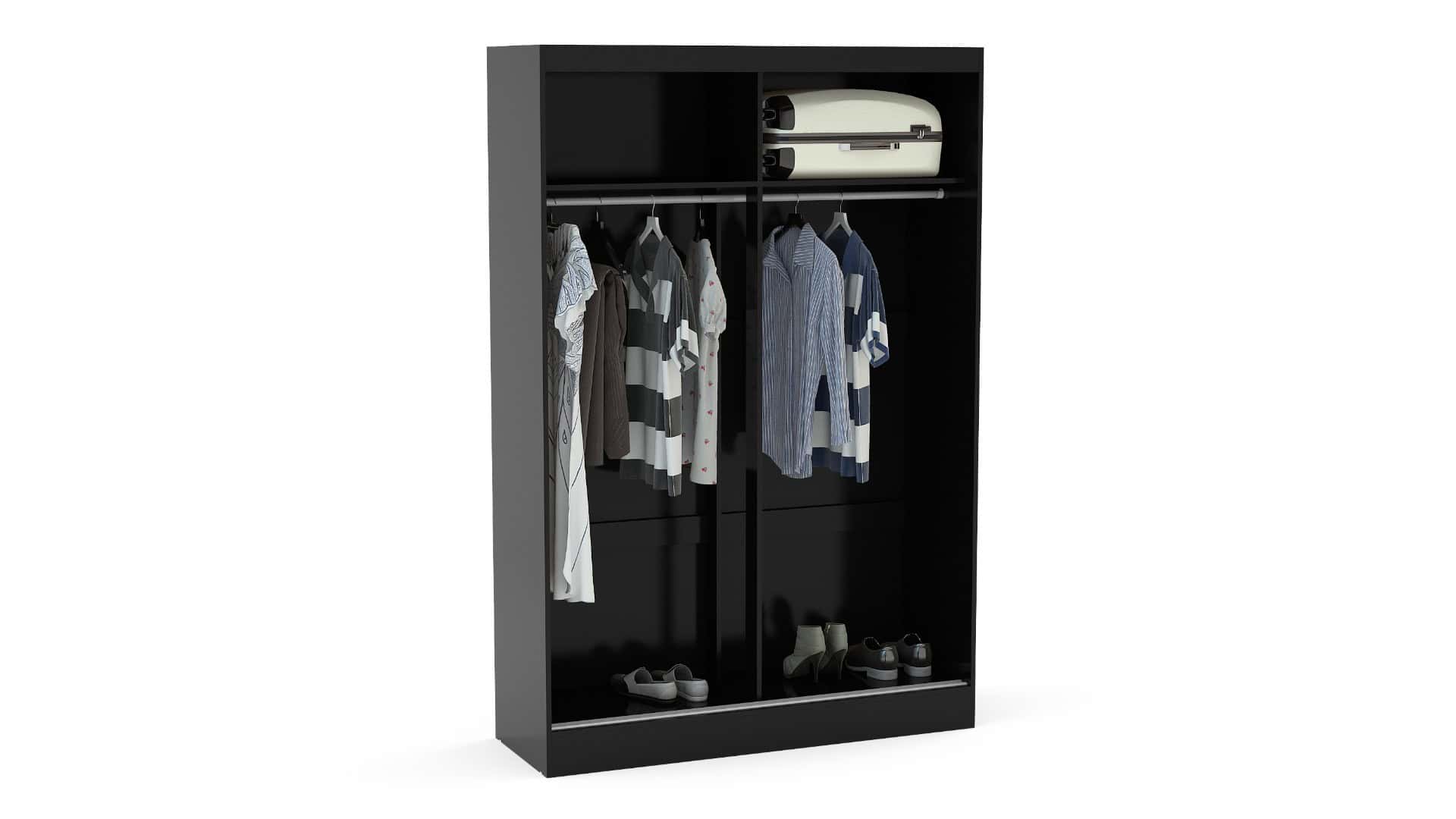 Lynx 2 Door Sliding Wardrobe With Mirror - Black - Image 2