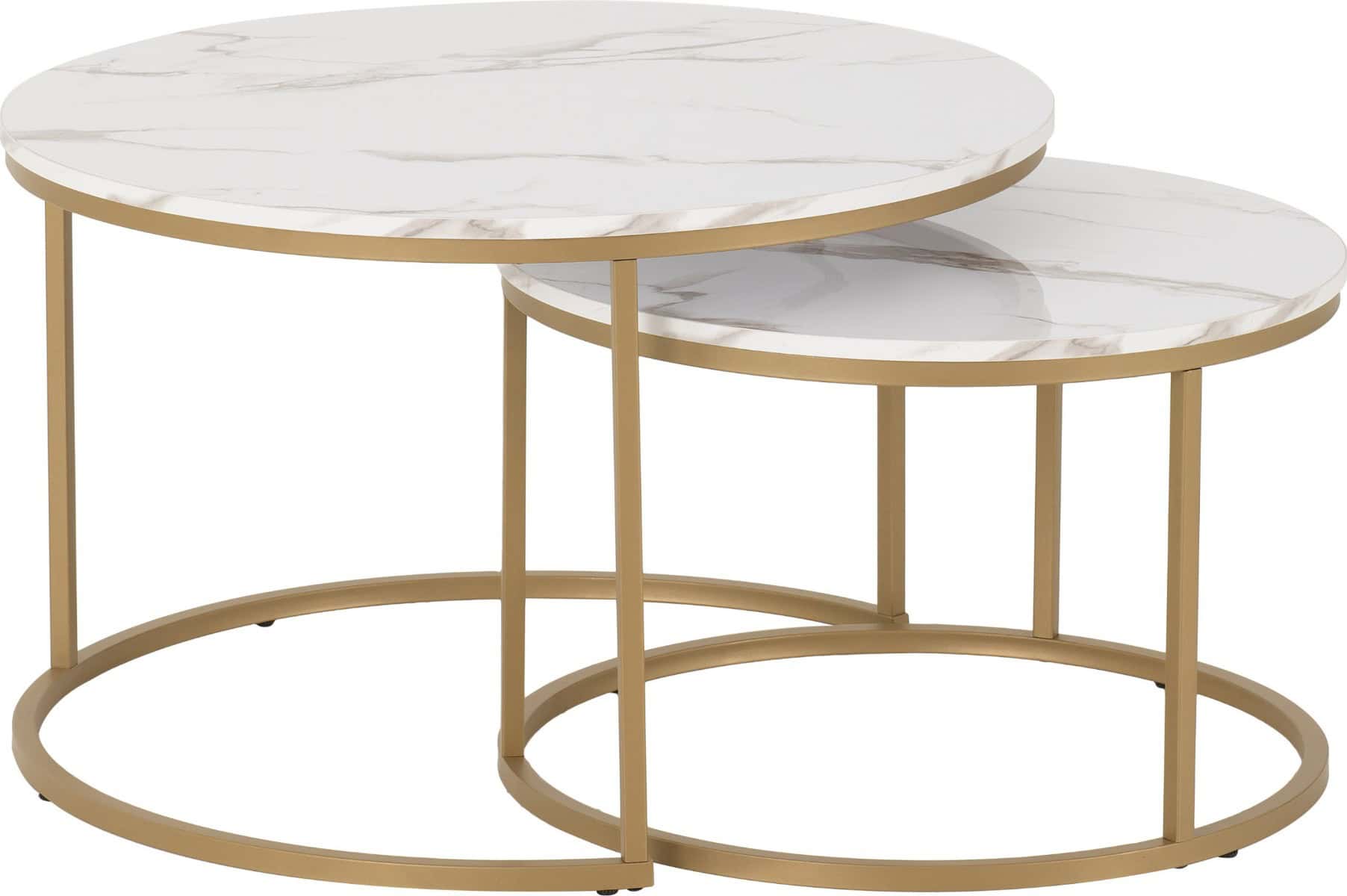 Dallas Round Coffee Table Set - Marble/Gold Effect | Buy Online | Beds.ie