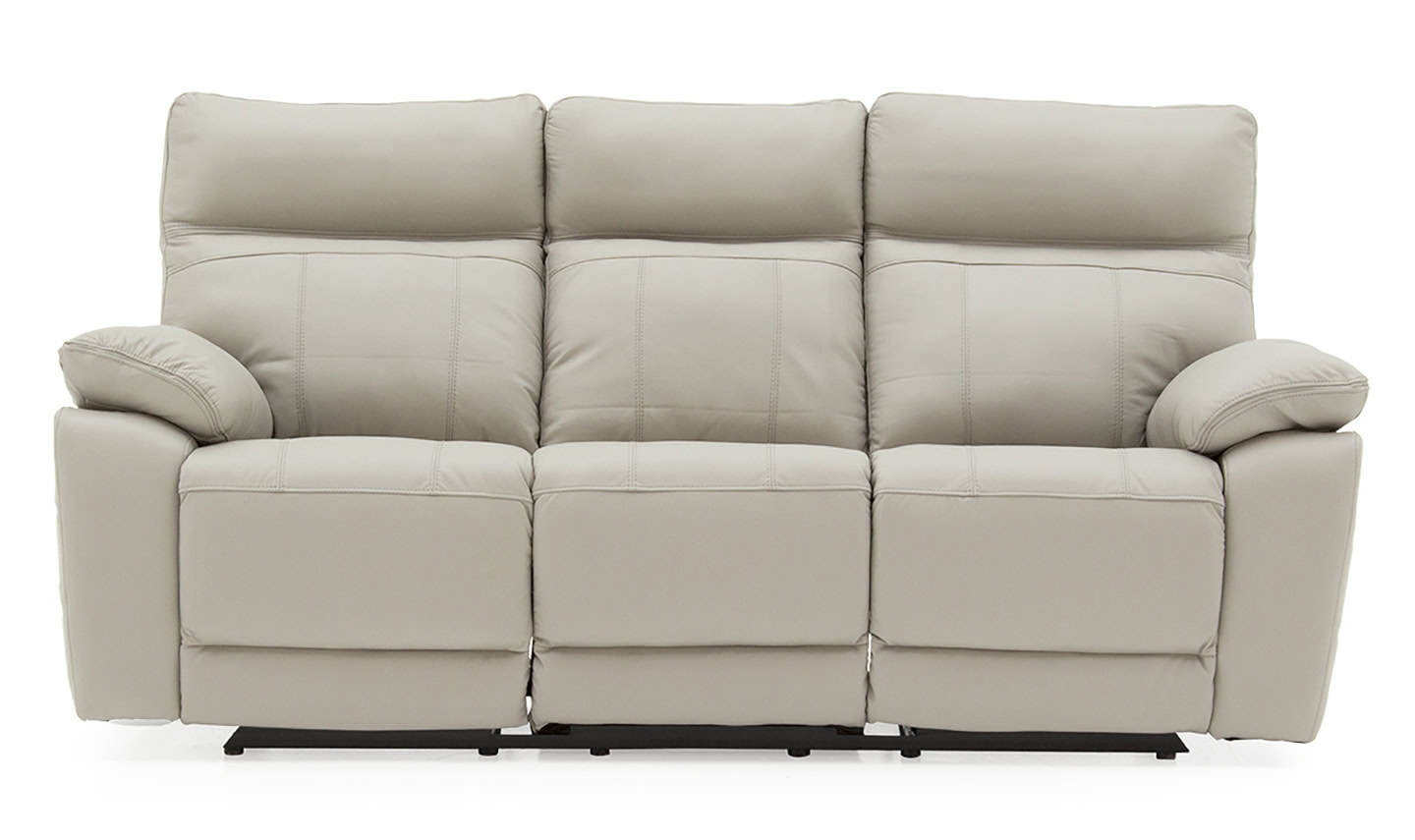 Positano 3 Seater Electric Reclining Sofa - Light Grey Leather | Buy Online | Beds.ie