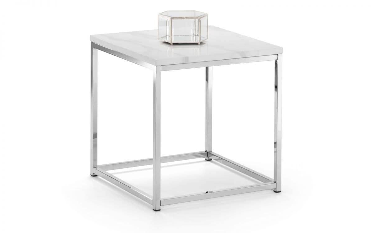 Karra Lamp Table - White Marble & Chrome | Buy Online | Beds.ie
