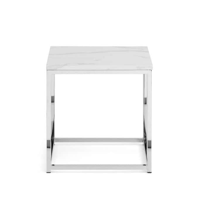 Karra Lamp Table - White Marble & Chrome - Image 4