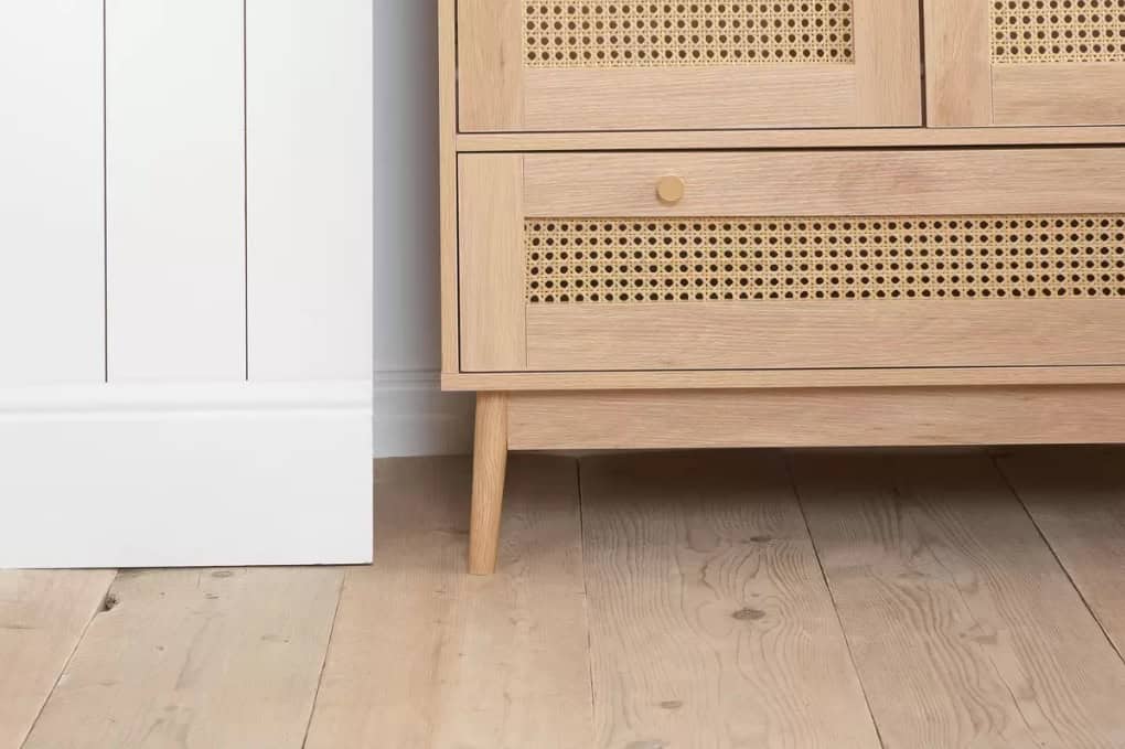 Croxley 2 Door 1 Drawer Rattan Wardrobe - Oak - Image 3