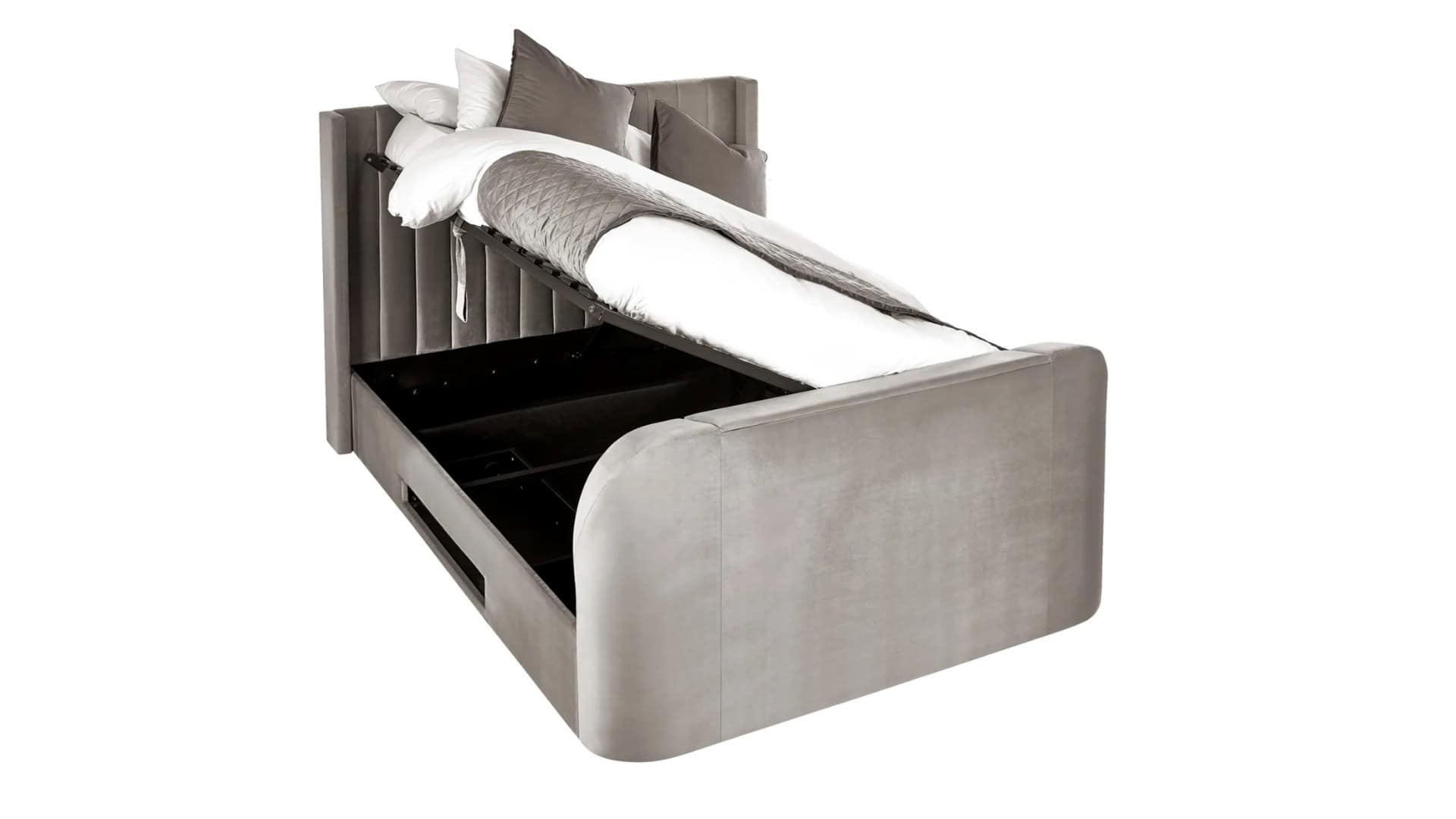 Clarke 5ft TV Side opening Ottoman - Light Grey Fabric - Image 5