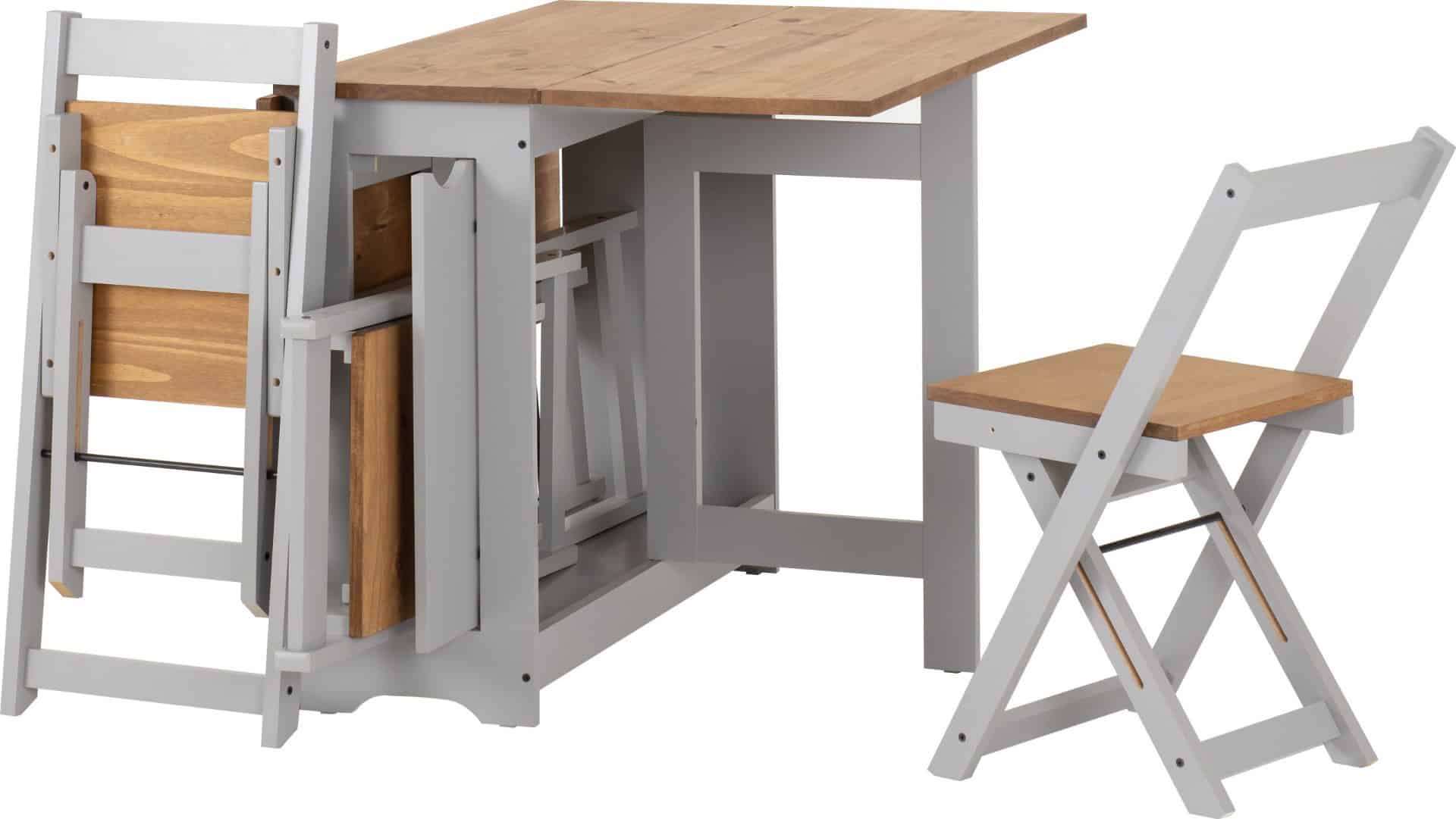 Santos Butterfly Dining Set - Slate Grey/Distressed Waxed Pine | Buy Online | Beds.ie