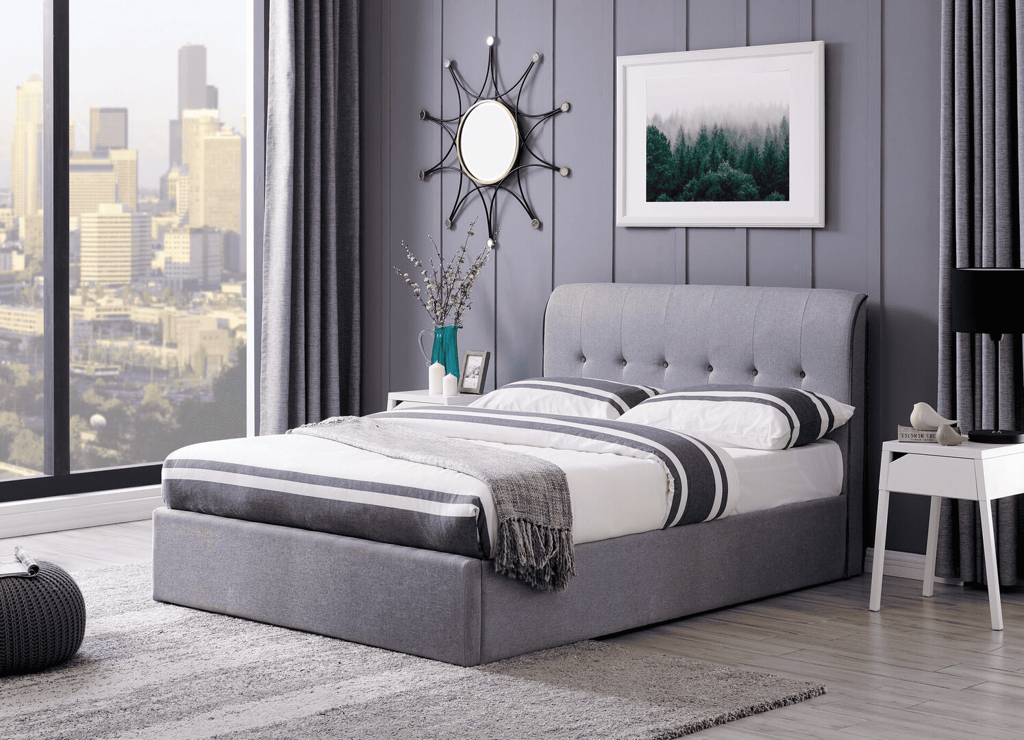 Flintshire 5ft Carmel Ottoman Bed - Linen Grey | Buy Online | Beds.ie