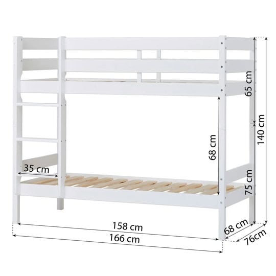 Hoppekids Shorty Bunkbed with Drawers - White - Image 4