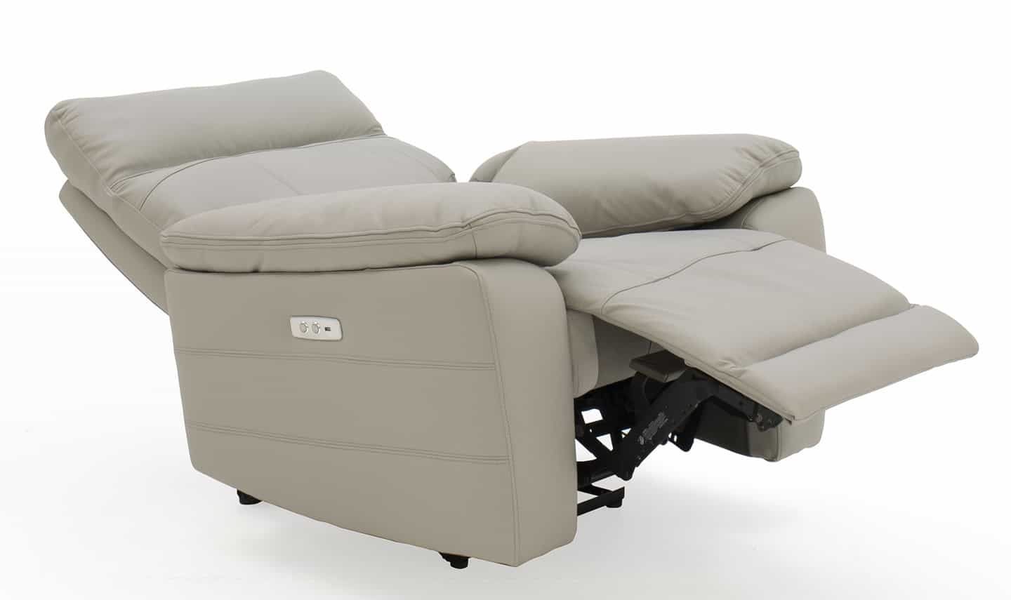 Positano 1 Seater Electric Reclining Armchair - Light Grey Leather - Image 3