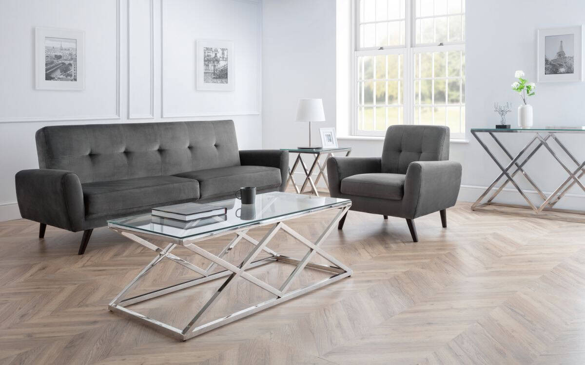 Reagan 3 Seater Sofa - Dark Grey Velvet - Image 3