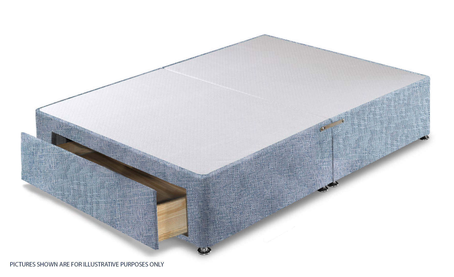 Apollo 4ft Azzure Light Blue Jumbo Drawer Divan Base | Buy Online | Beds.ie
