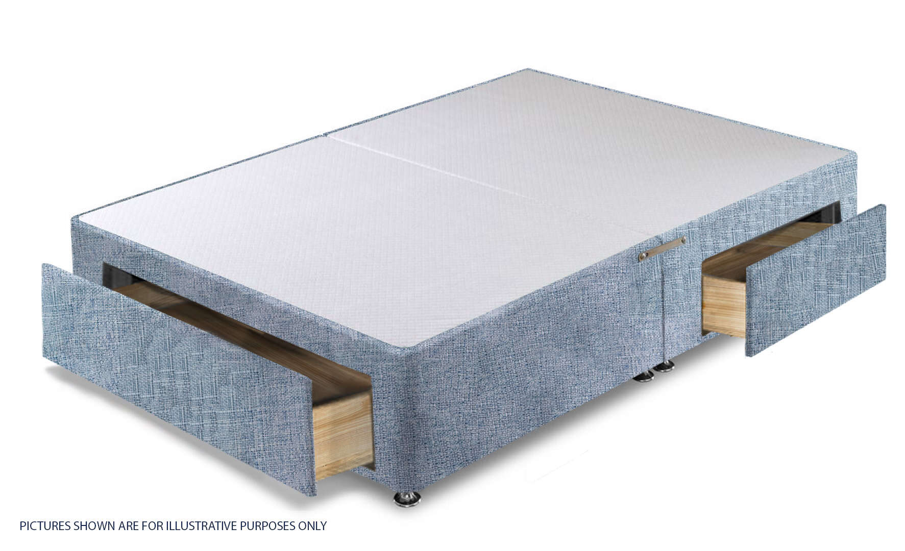 Apollo 4ft Azzure Light Blue Jumbo Drawer Divan Base - Image 2