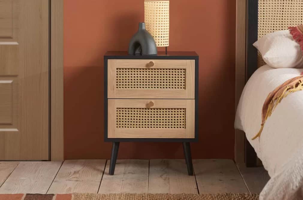 Croxley 2 Drawer Rattan Bedside - Black | Buy Online | Beds.ie