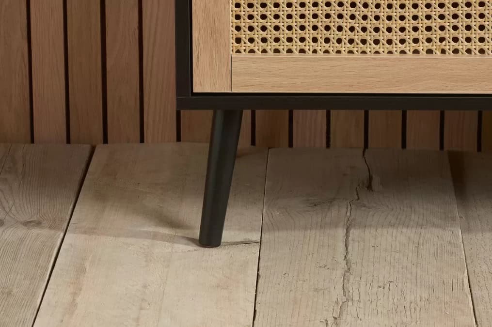 Croxley 2 Drawer Rattan Bedside - Black - Image 4