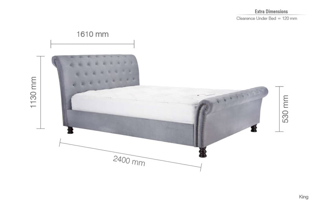 Opulence 5ft Bed - Grey Velvet - Image 7
