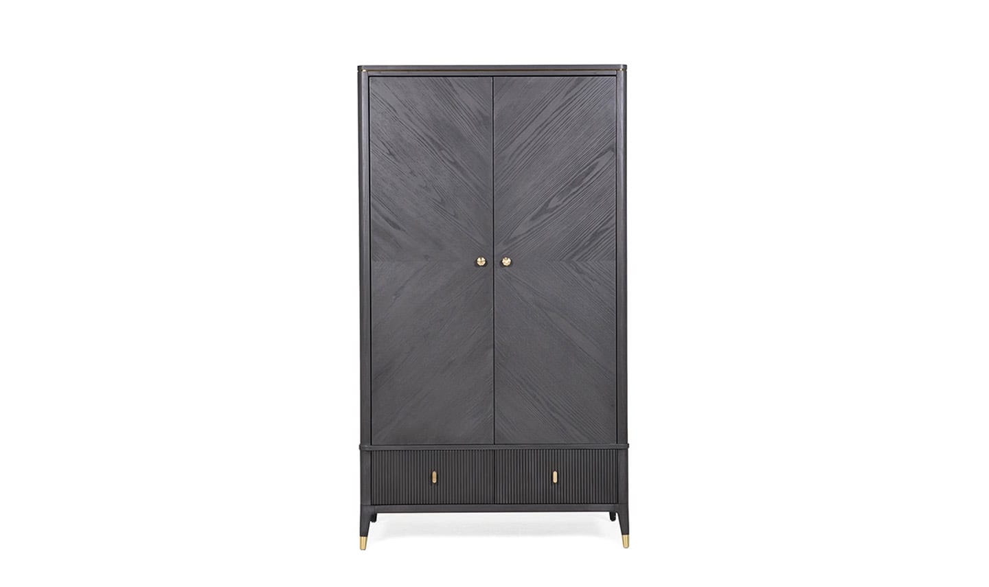 Diletta Wardrobe 2 Door 2 Drawer- Ebony - Image 2