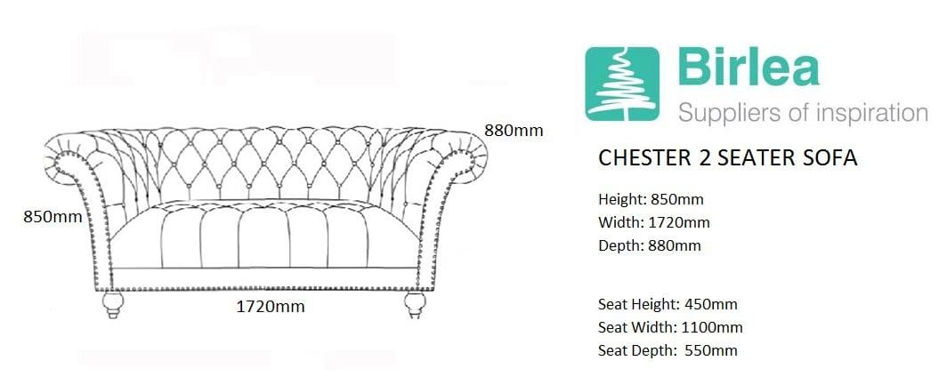Chester Fabric 2 Seater Sofa - Midnight Blue - Image 7