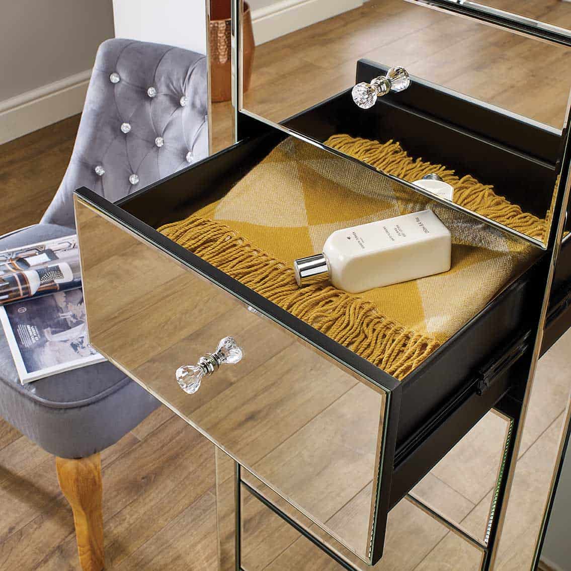 Seville Mirrored 5 Drawer Narrow Chest - Image 3