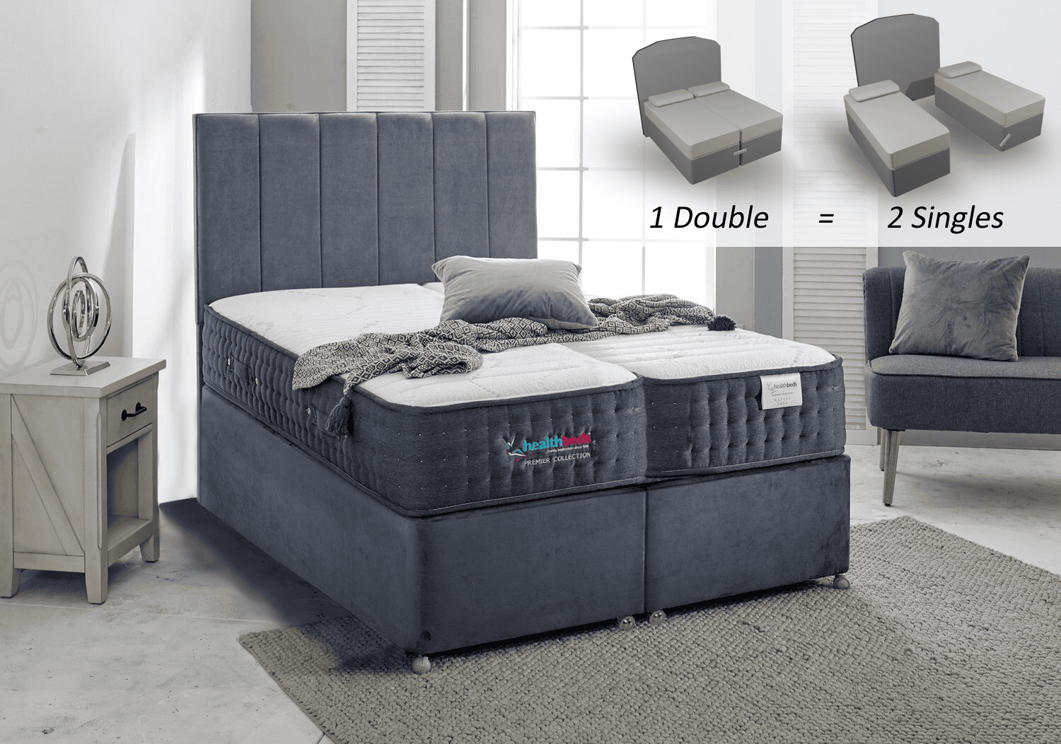 Healthbeds 6ft Naples 2000 Zip & Link Bed | Buy Online | Beds.ie