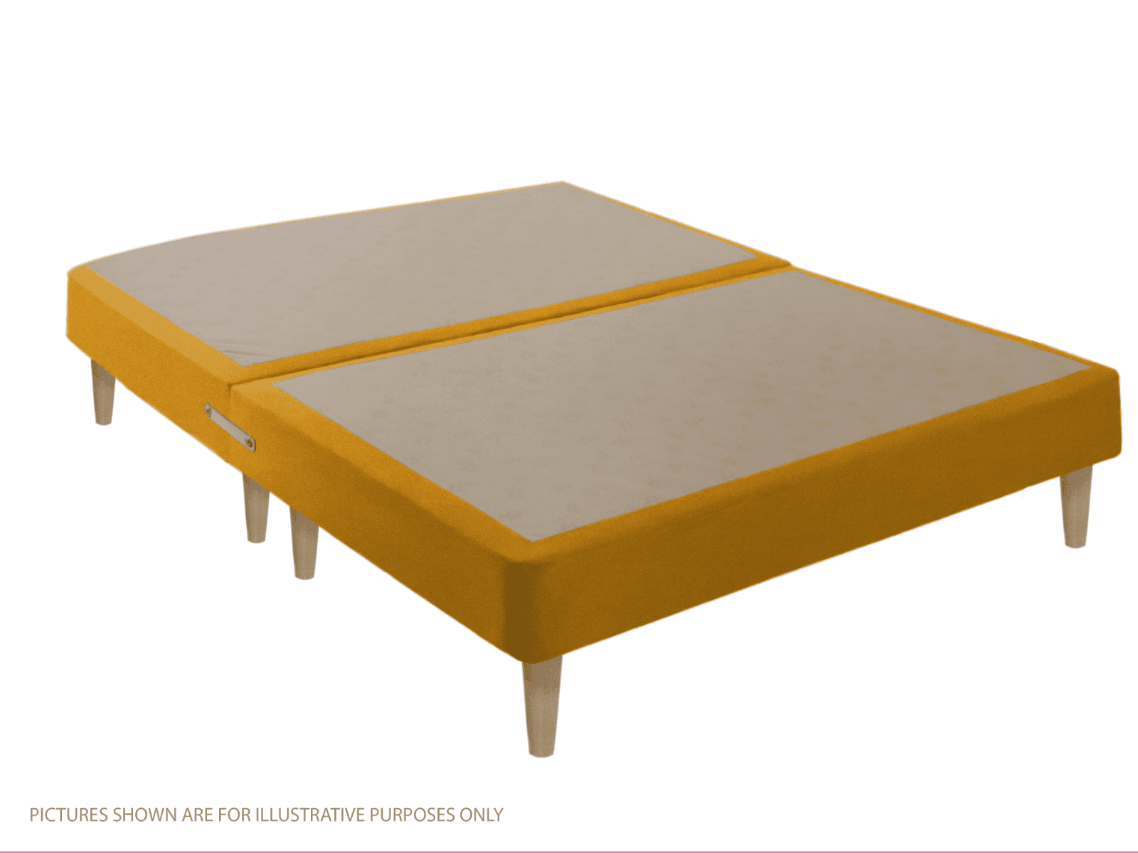 Apollo 4ft6 Velvet Gold Shallow Divan Base on Legs | Buy Online | Beds.ie