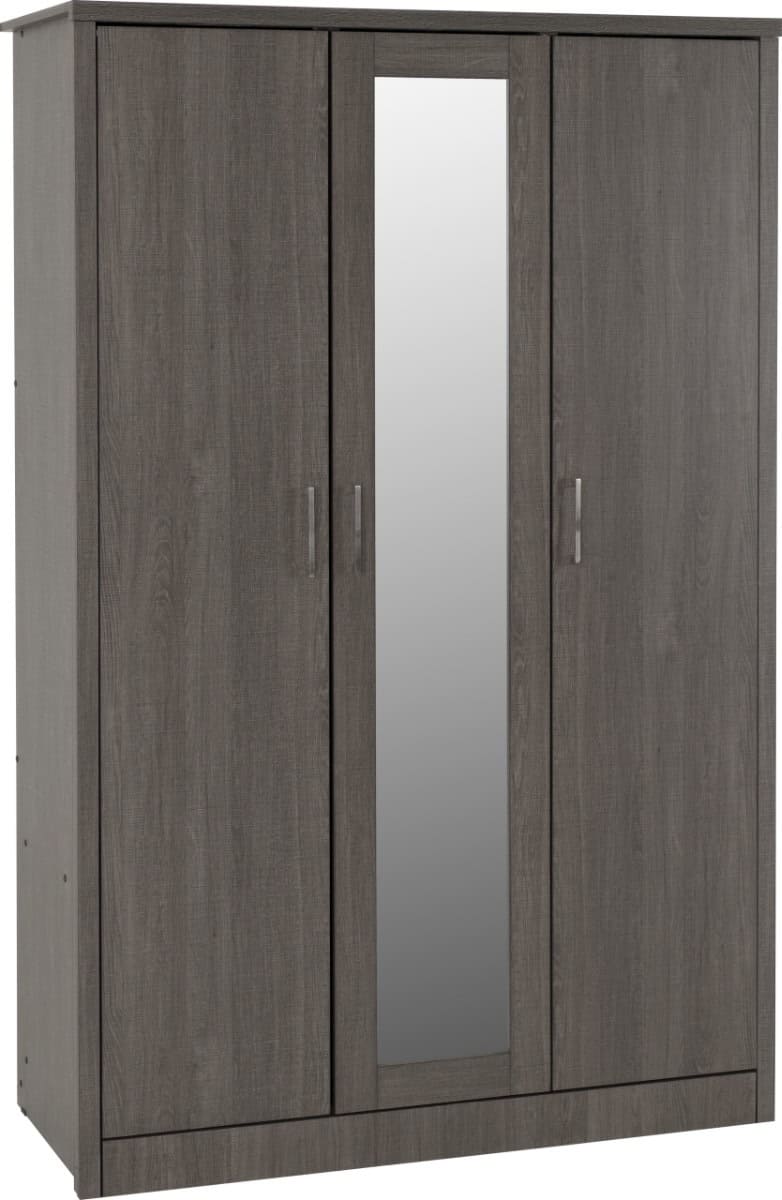 Lisbon 3 Door Wardrobe - Black Wood Grain | Buy Online | Beds.ie