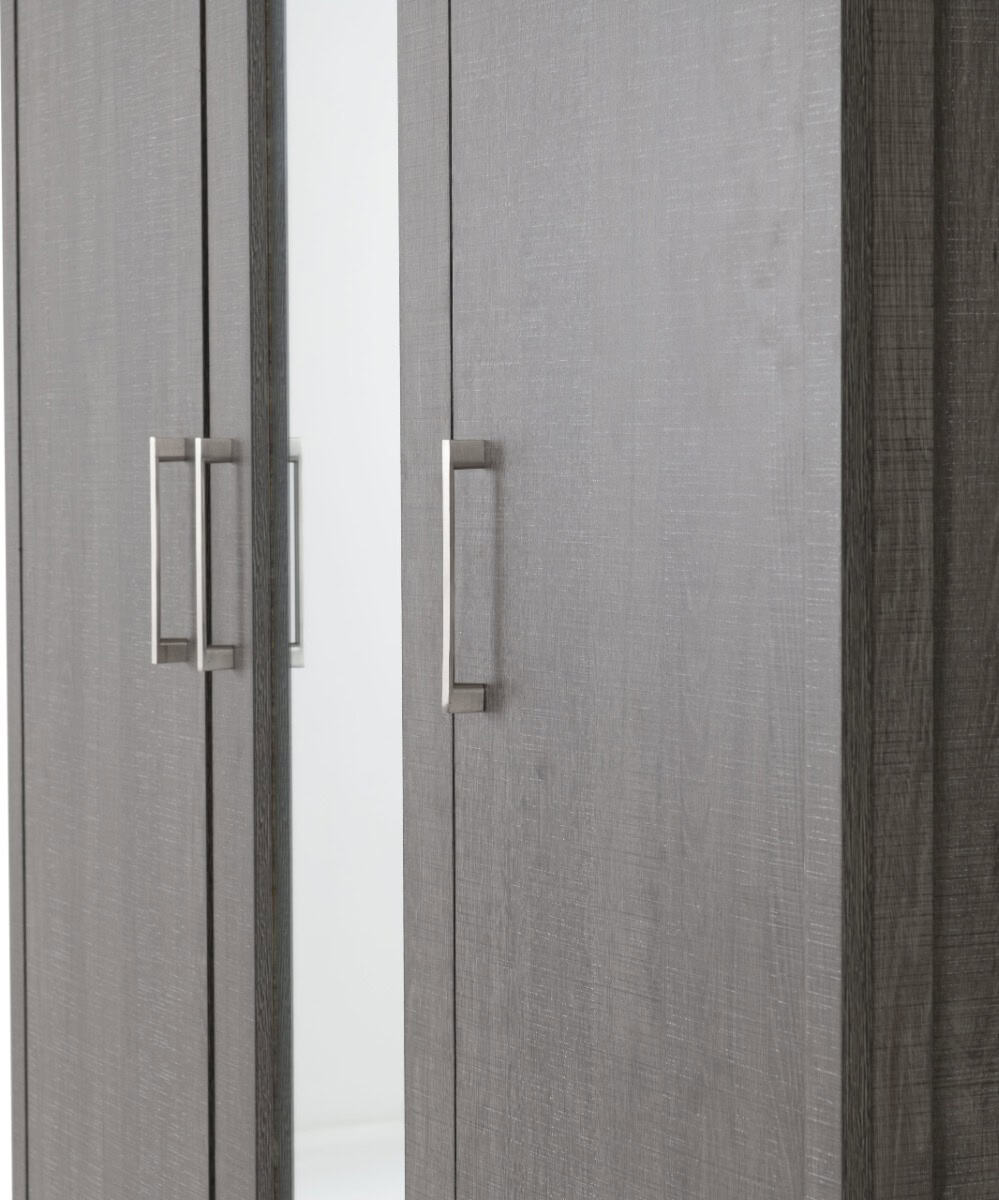 Lisbon 3 Door Wardrobe - Black Wood Grain - Image 5