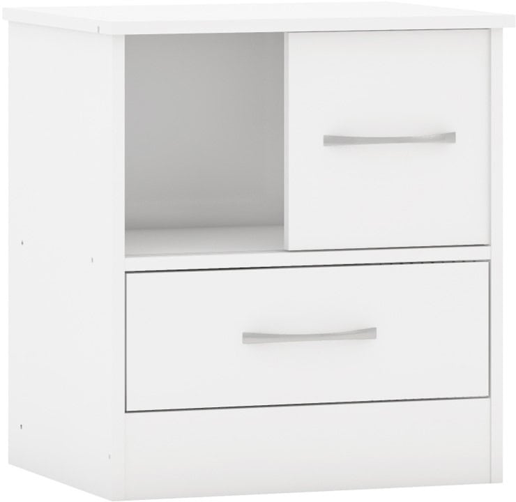 Nevada Sliding Door Bedside (Set of 2) - White Gloss - Image 2
