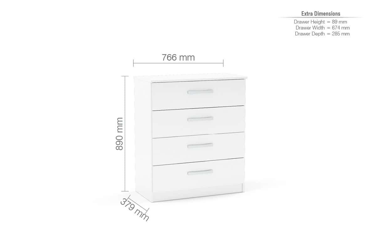 Lynx 4 Drawer Chest - White - Image 2