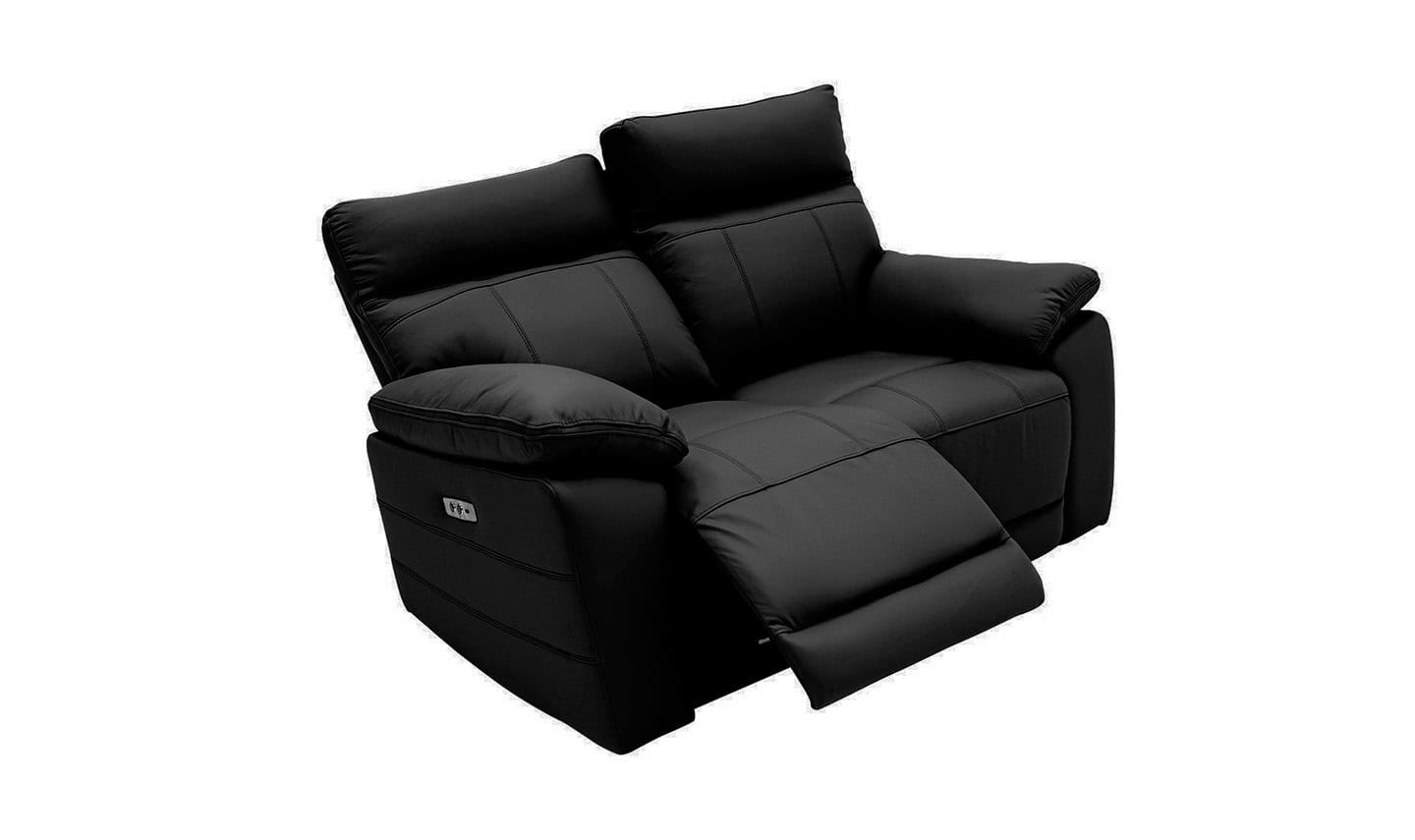 Positano 2 Seater Electric Reclining Sofa - Black Leather | Buy Online | Beds.ie