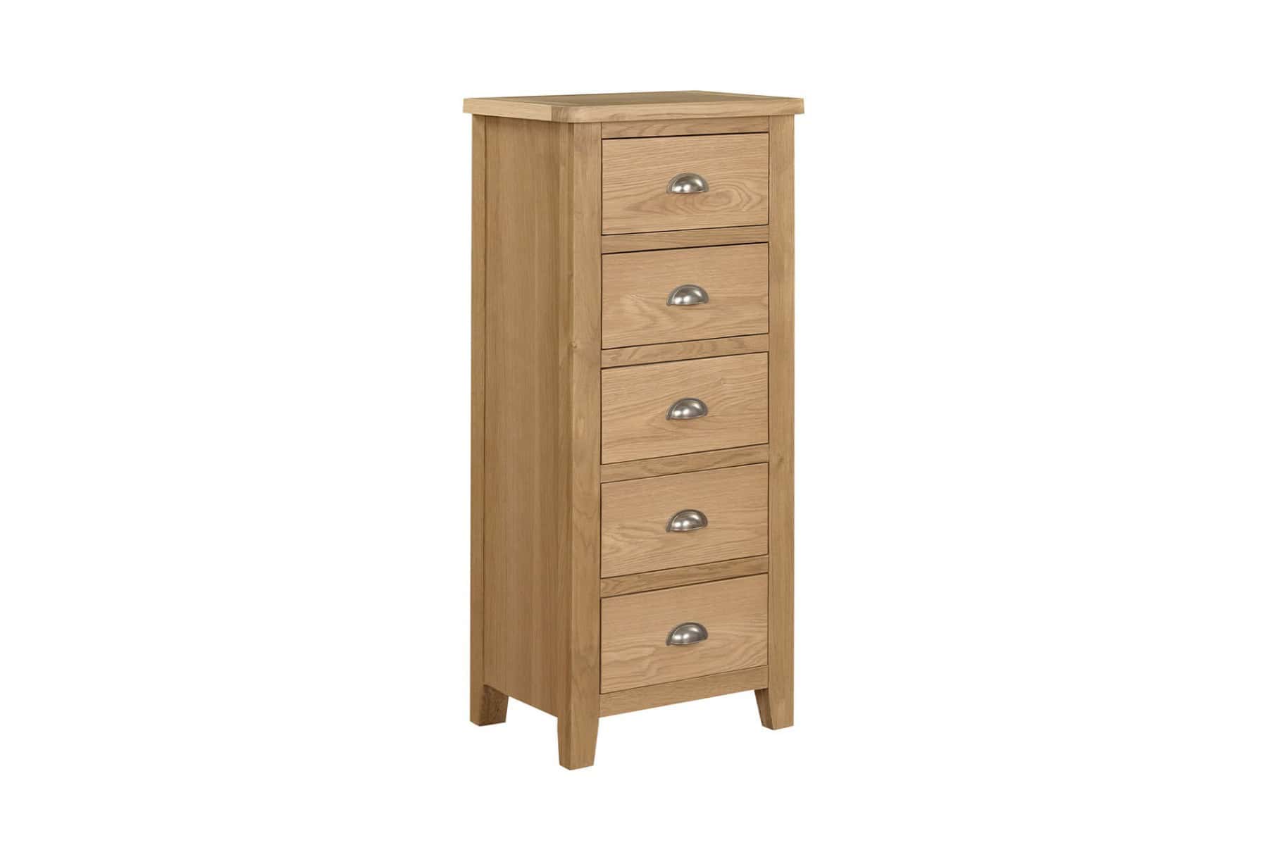 Marsden 5 Drawer Narrow Chest - Oak - Image 2