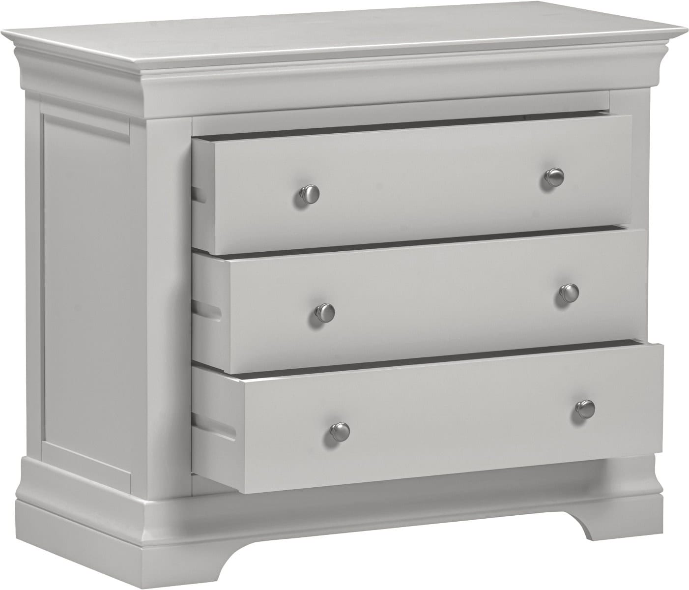 Bordeaux 3 Drawer Chest - Pebble Grey - Image 3