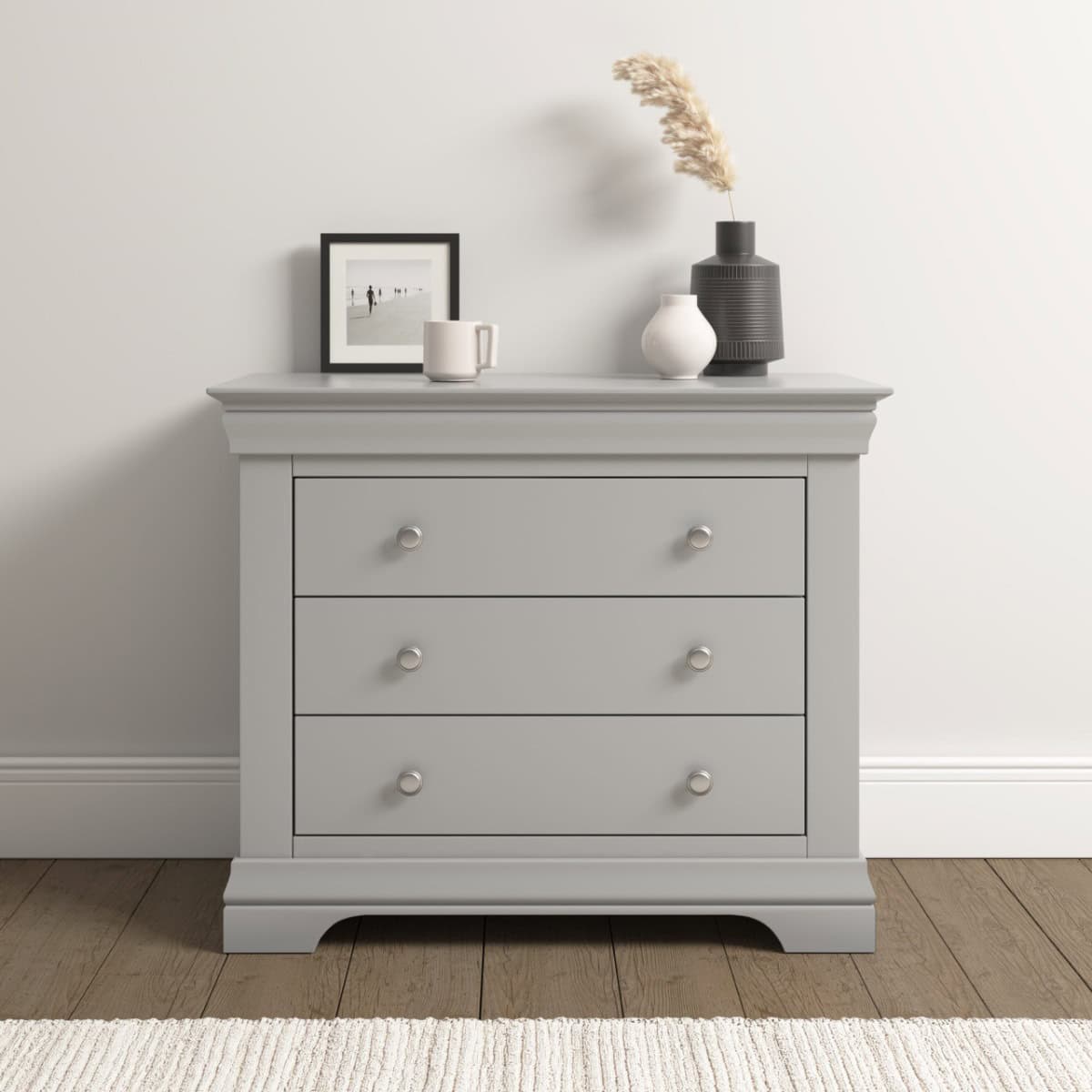 Bordeaux 3 Drawer Chest - Pebble Grey - Image 4