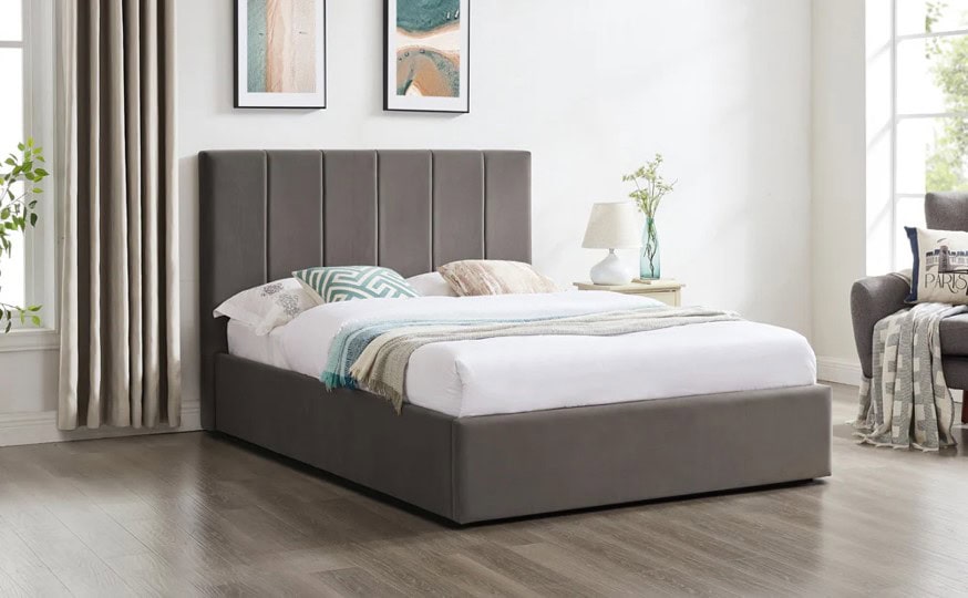 Lisa 5ft Upholstered Bedframe - Grey Velvet | Buy Online | Beds.ie