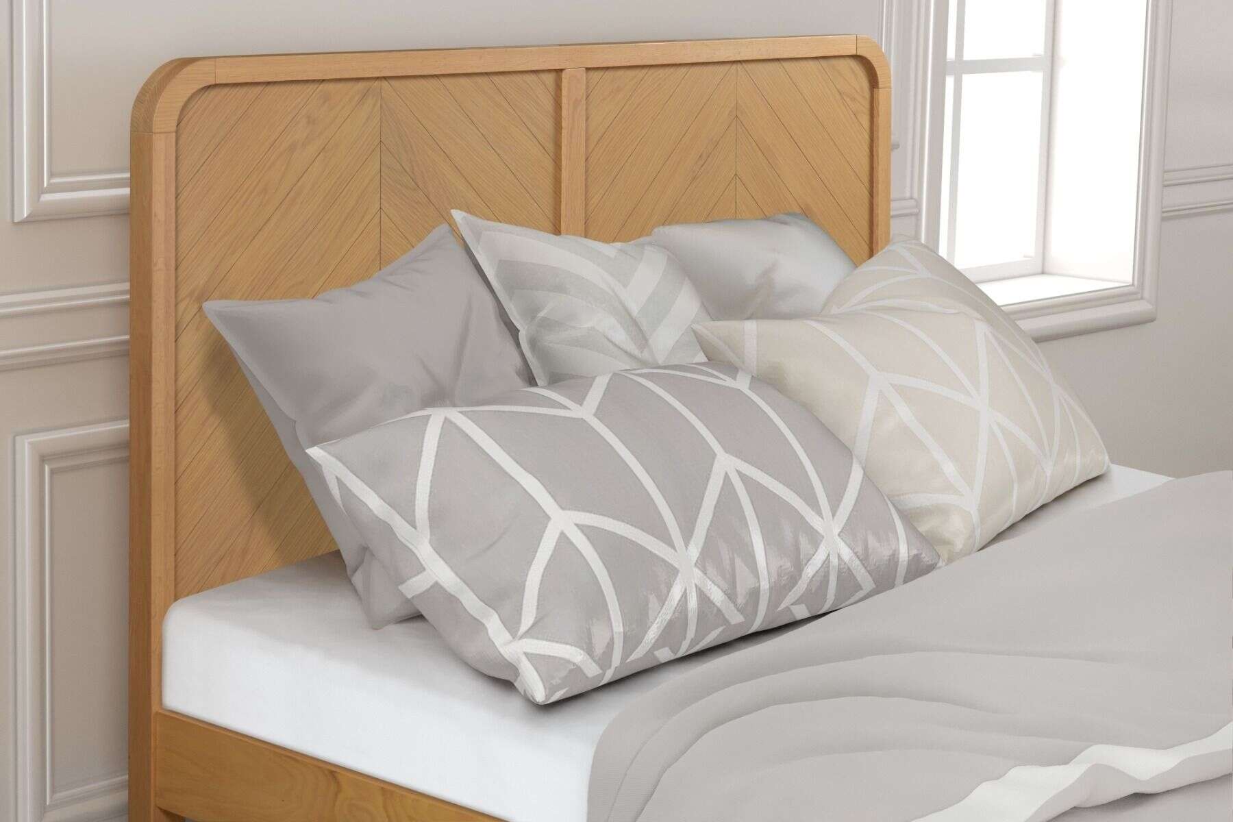 Flintshire 5ft Whelston Bedframe - Herringbone Oak - Image 3