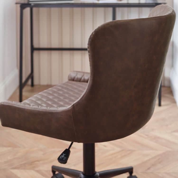 Watson Office Chair - Brown Faux Leather - Image 2