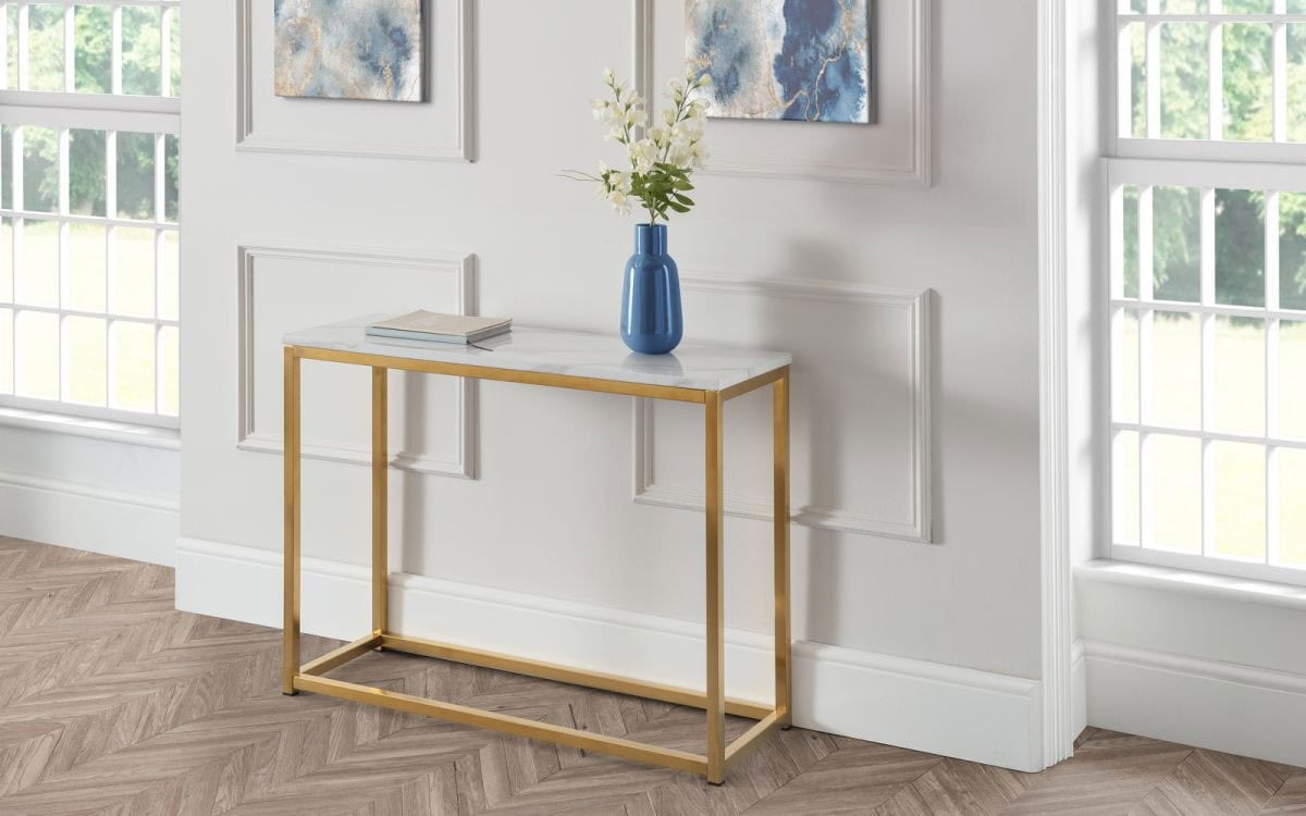 Karra Console Table - White Marble & Gold | Buy Online | Beds.ie