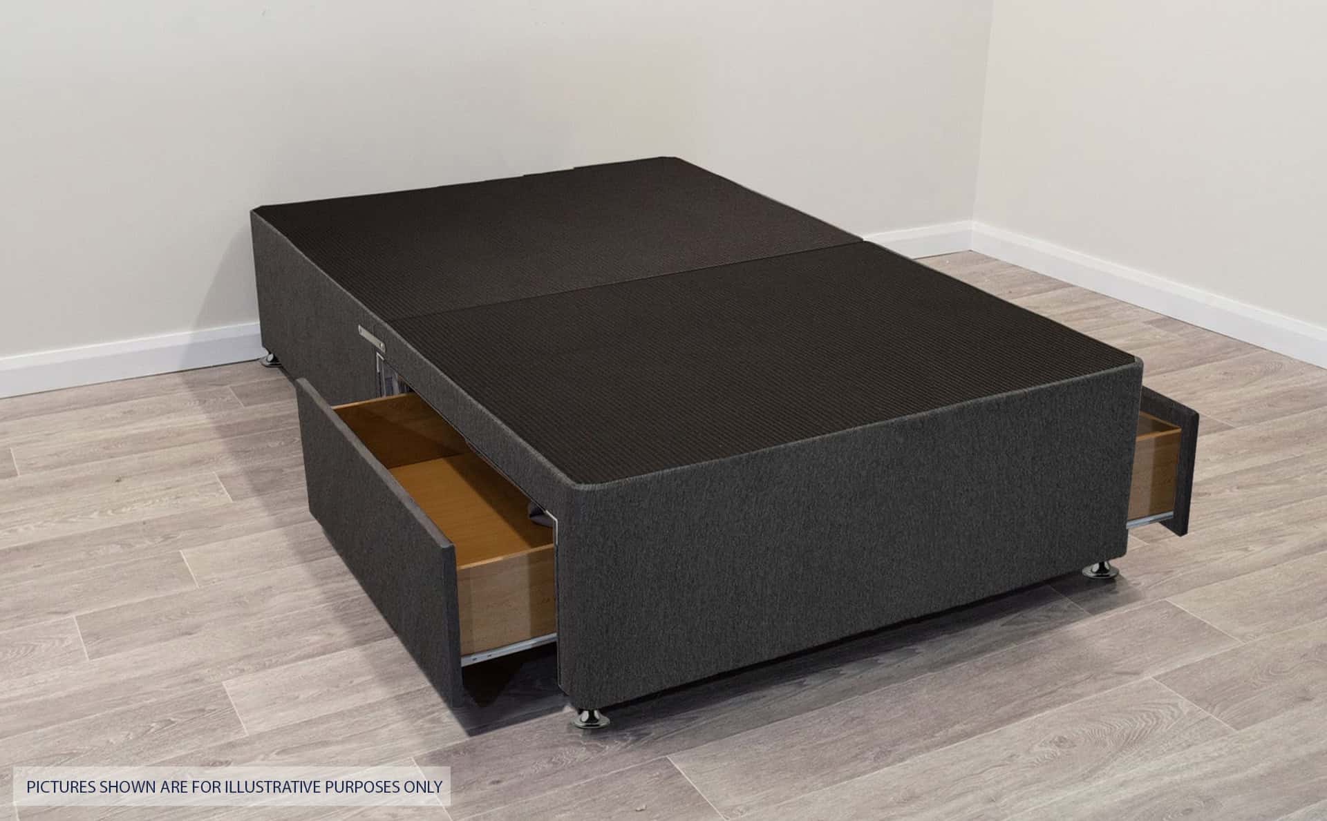 4ft6 Charcoal 2 Drawer Divan Base | Buy Online | Beds.ie