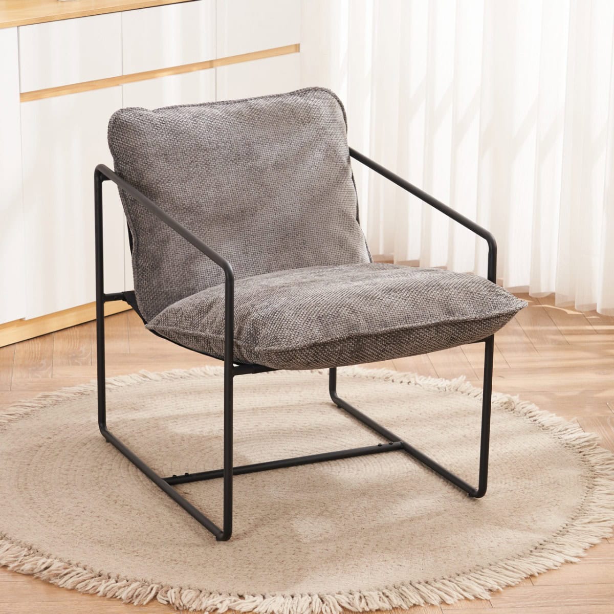 Tivoli Occasional Chair - Black Metal/Grey Fabric - Image 5