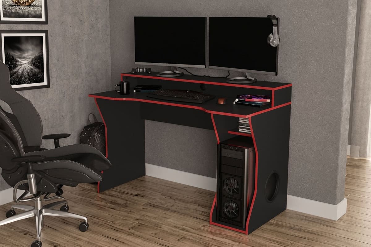 Enzo Gaming Computer Desk - Black & Red | Buy Online | Beds.ie