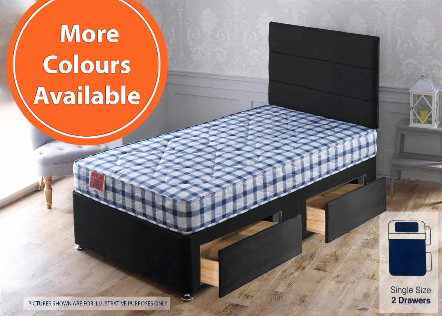 Apollo 3ft Acetate 2 Drawer Bed | Buy Online | Beds.ie