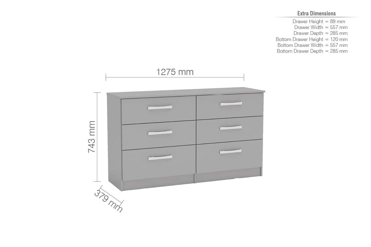 Lynx 6 Drawer Chest - Grey - Image 2