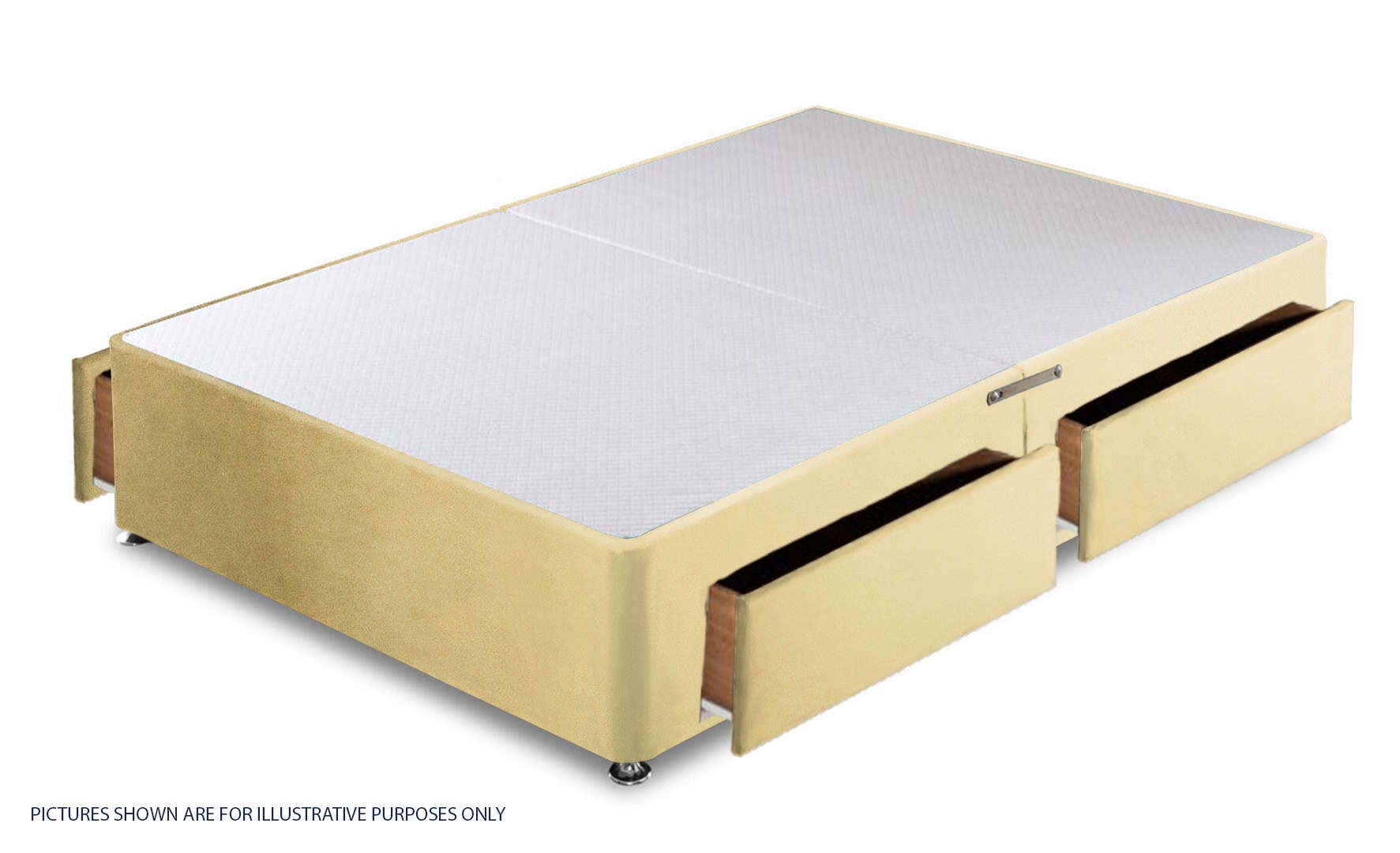Apollo 5ft Velvet Cream 4 Drawer Divan Base | Buy Online | Beds.ie