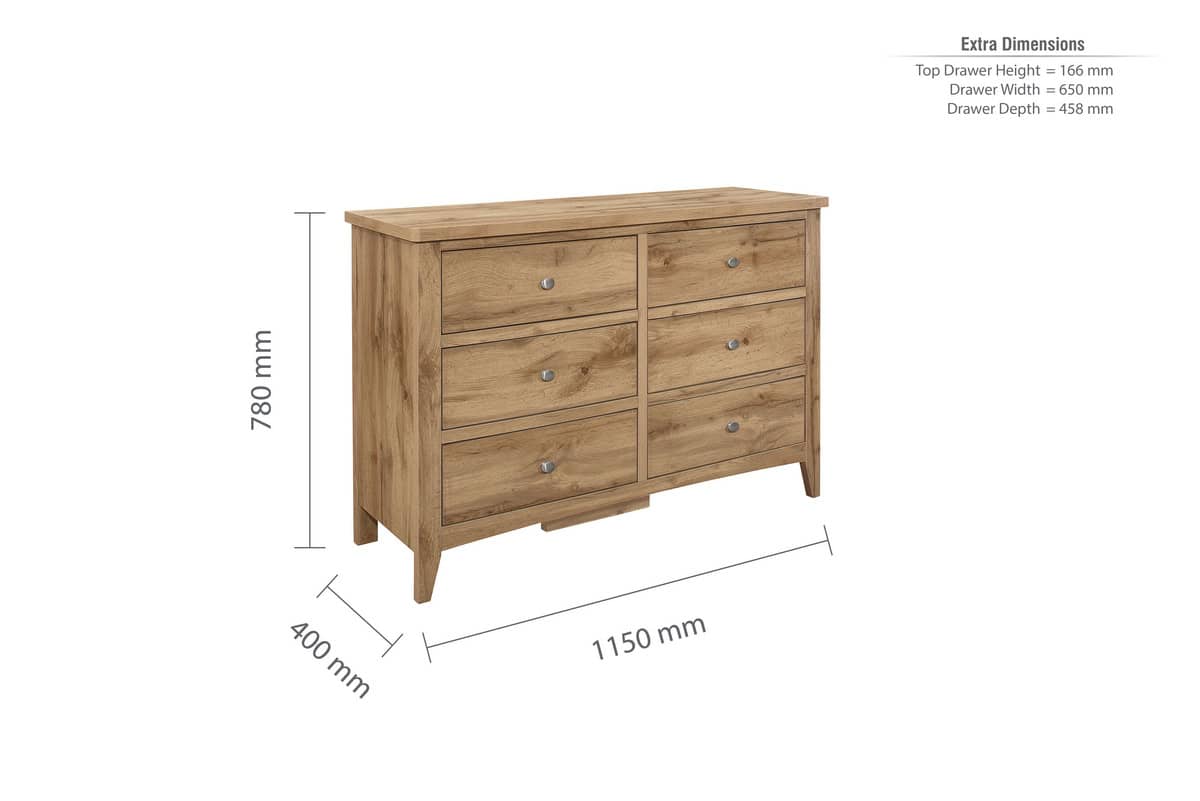 Hampstead 6 Drawer Chest - Oak - Image 7